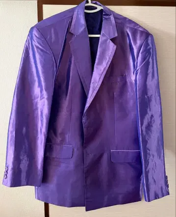 보라색 새틴 테일러드 자켓 L