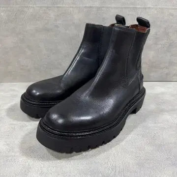 자라 ZARA 24.0 가죽 첼시 부츠 블랙 사이드 고어 부츠