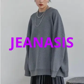 12G W 자카드 볼륨 슬리브 풀오버 블루 그레이