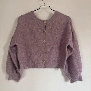archives 라벤더 컬러 크롭 니트 가디건
