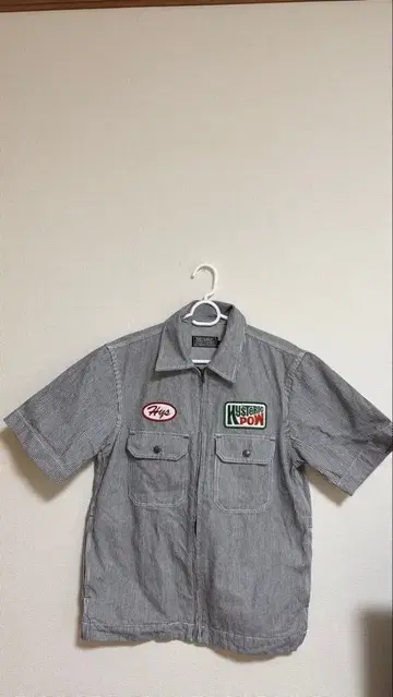 HYSTERICS 스트라이프 패턴 반팔 셔츠 Hys 와펜 포함 S 사이즈