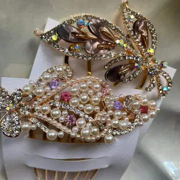 새상품 머리 장식 헤어콤 성인식 결혼식 펄 반짝이는 기모노 유카타 졸업식