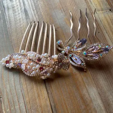 새상품 머리 장식 헤어콤 성인식 결혼식 펄 반짝이는 기모노 유카타 졸업식