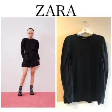 ZARA 자라 퍼프 슬리브 맨투맨 블랙 S 볼륨 슬리브