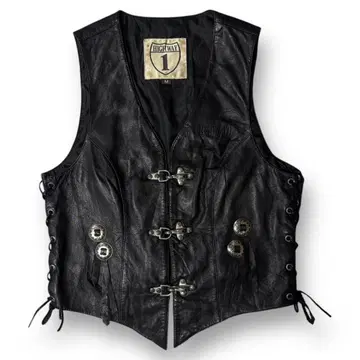 HIGHWAY1 파이어맨 가죽 베스트 바이커 아메카지 천연 가죽