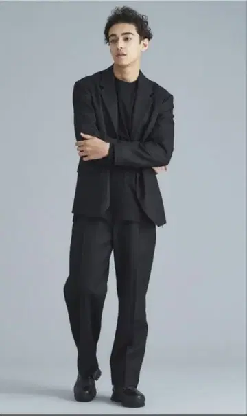 원 그래비티 라메 울 삭소니 리브 팬츠/S/울/BLK