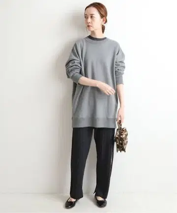 IENA 워셔블 울 코튼 케이블 팬츠 38 블랙 이에나