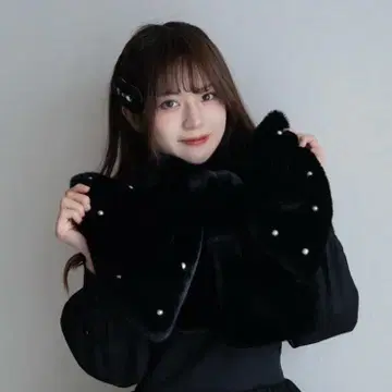 블랙 시마무라 마시로 아리스 리본 달린 티펫 머플러 스톨