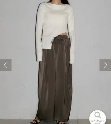 브라운 새틴 와이드 팬츠