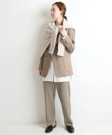 IENA 워셔블 울 코튼 케이블 팬츠 38 이에나