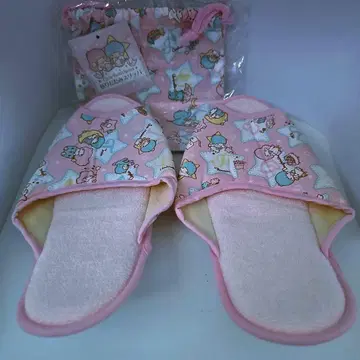 리틀트윈스타 휴대용 슬리퍼 수납 봉투 포함 레트로