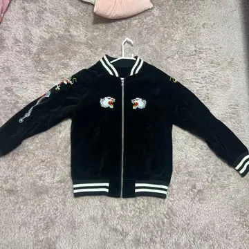 빈티지 스카잔 벨벳 자수 호랑이 드래곤 아메카지