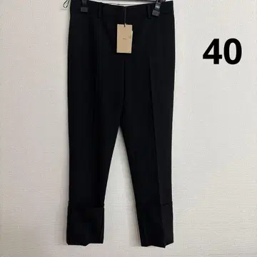 40 누메 블랙 블랙 더블 커프 슬랙스 팬츠 테이퍼드