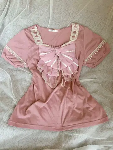 엑시즈팜 히메카지 빅 리본 반팔 풀오버 아마로리