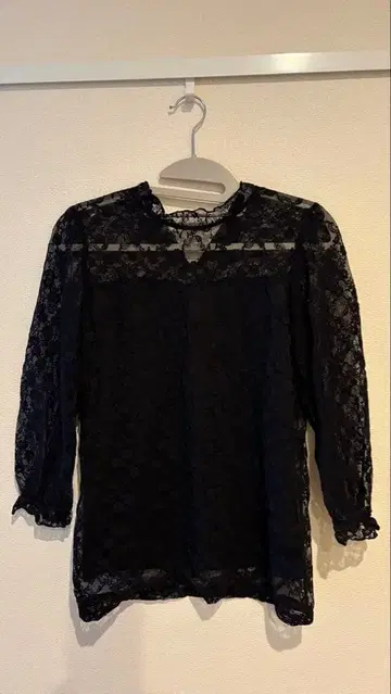 one way 레이스 7부 소매 상의 블랙