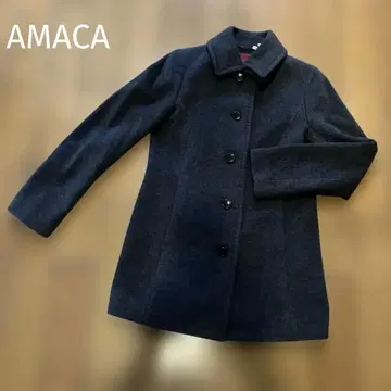 AMACA 차콜 그레이 양모 캐시미어 코트 38