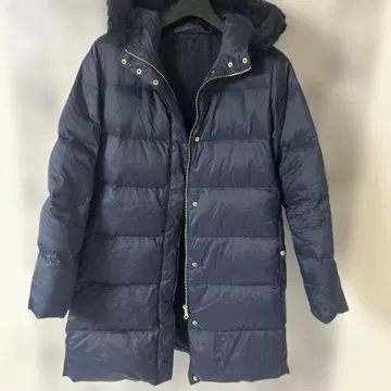 GU 네이비 후드 부착 롱 다운 자켓 새상품급