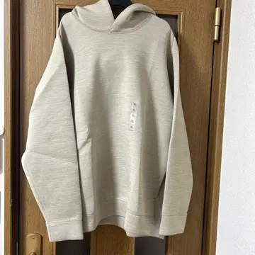 새상품 유니클로 울트라 스트레치 드라이 맨투맨 풀 후드티 베이지 XL