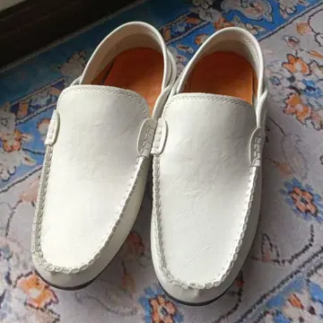 화이트 슬립온 천연 가죽 38cm