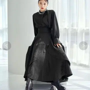 HARE 자카드 플러시 레이어드 스커트 셋업