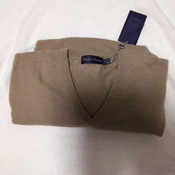 랄프 로렌 퍼플 라벨 베이지 V넥 니트 택 포함