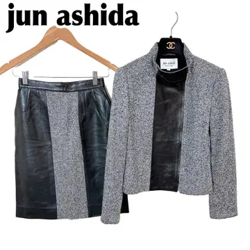새상품급 jun ashida 스커트 셋업 수트 알파카 램 가죽 실크 혼방