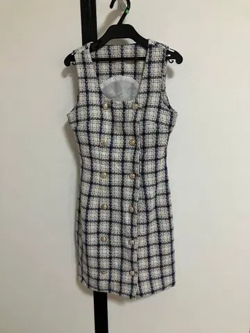 체크 무늬 타이트 핏 드레스 M