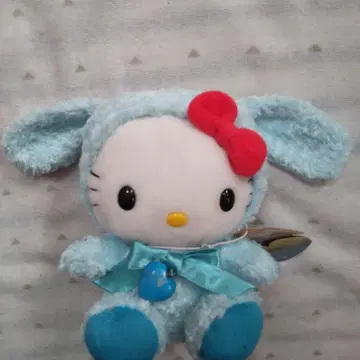 새상품 헬로키티 럭키스톤 봉제 인형 터콰이즈 토끼 인형옷