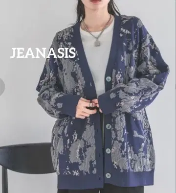 JEANASIS 플로트 자카드 패턴 V 가디건