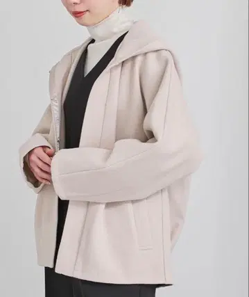 페이크 울 후디 숏코트