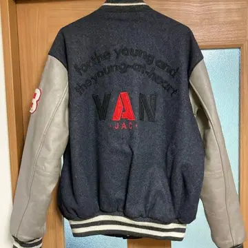 VAN JACKT 바시티 자켓 로고 와펜 소가죽 절개