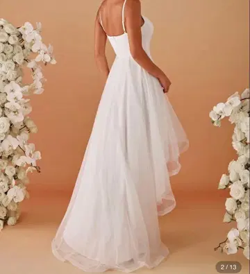 EVER PRETTY 화이트 하이 로우 웨딩 드레스 원피스