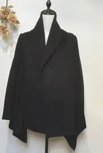 고품질 블랙 숄카라 코트 안감 부착 S