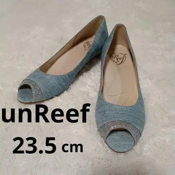 새상품급 unReef 오픈토 웨지 펌프스 라이트 블루 23.5cm