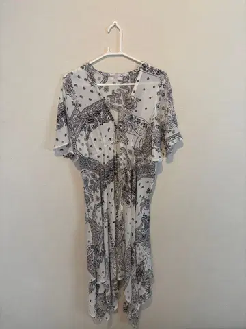 반다나 패턴 반팔 롱 원피스