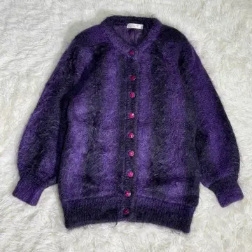 모헤어 터치 니트 가디건 롱 보라색