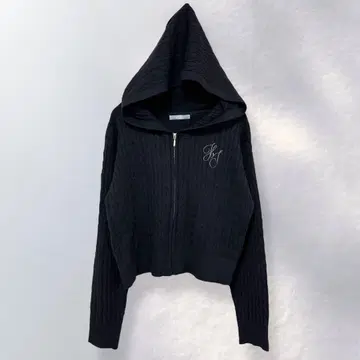 질 바이 질 스튜어트 니트 풀 집업 후드티 숏 기장 라프 [ i381