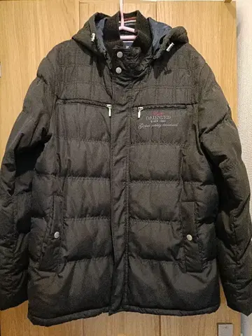 DUNLOP 후드 부착 블랙 다운 자켓 LL