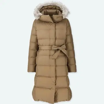 UNIQLO 라이트웨이트 다운 후디드 코트 XXL 브라운