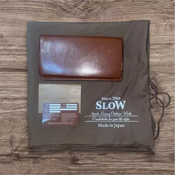 SLOW 장지갑 가죽 카드 복조리 포함 브라운