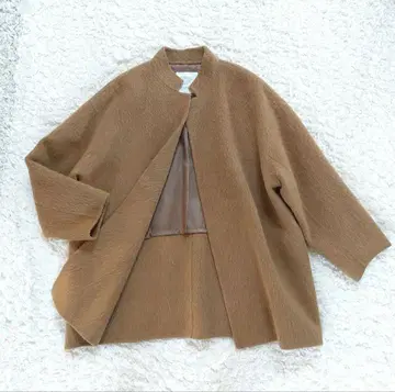 알파카 46% CLOCHE 버튼리스 코트 스탠드 카라 일본제 원단