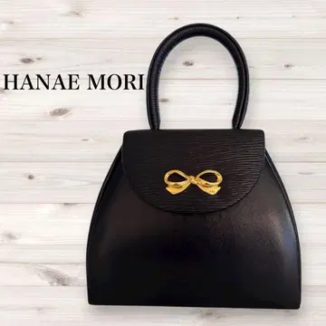 Hanae Mori 블랙 가죽 핸드백 리본 관혼상제 포멀