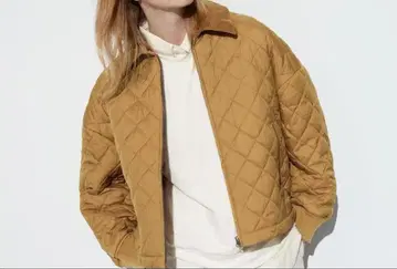 유니클로 퍼프 테크 블루종 브라운 M