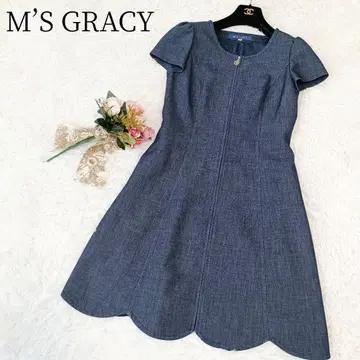 [ 엠즈 그레이시/M'S GRACY ] 롱 원피스 데님풍 플레어 무지