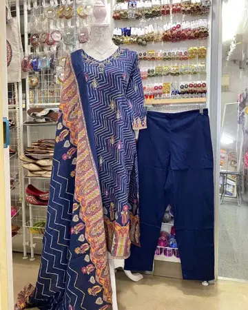 쿠르타, 팬츠와 숄 (3세트)