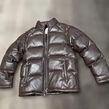 리얼 가죽 브라운 퀼팅 다운 자켓