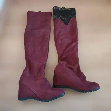 보르도 스웨이드풍 니하이 부츠