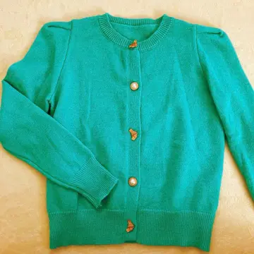 미착용 새상품 깔끔한 색감 니트 가디건 펄 버튼 골드 버튼 퍼프 슬리브