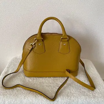 천연 가죽 핸드백 머스타드 컬러