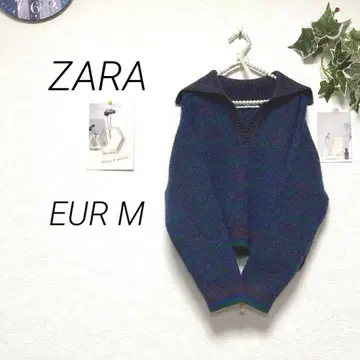 10524 ZARA 자라 카라 부착 니트 스웨터 EUR M 믹스 컬러